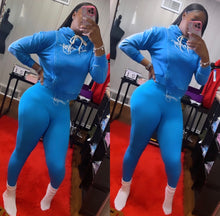 Load image into Gallery viewer, Qweening Asymmetric Hoodie Set- Ocean Blue
